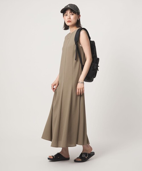 green label relaxing（グリーンレーベルリラクシング）の「［size SHORT/TALLあり］ドライクロス ワンピース マシンウォッシャブル 通気性（ワンピース・レディース・モカ/ブラック/オレンジ・FREE/TALL/SHORT）」の6枚目の写真