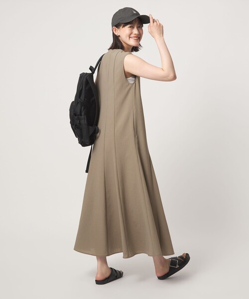 green label relaxing（グリーンレーベルリラクシング）の「［size SHORT/TALLあり］ドライクロス ワンピース マシンウォッシャブル 通気性（ワンピース・レディース・モカ/ブラック/オレンジ・FREE/TALL/SHORT）」の5枚目の写真