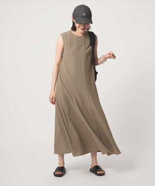 green label relaxing（グリーンレーベルリラクシング）の「［size SHORT/TALLあり］ドライクロス ワンピース マシンウォッシャブル 通気性（ワンピース・レディース・モカ/ブラック/オレンジ・FREE/TALL/SHORT）」の4枚目の写真