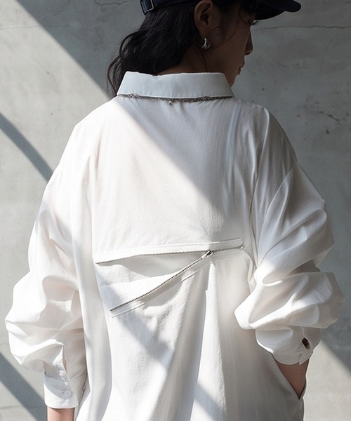 antiqua(アンティカ)の「綿100 ロング シャツワンピース(シャツワンピース・レディース・ホワイト/ブラック・C/R)」の6枚目の写真