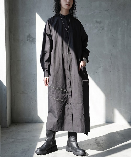 antiqua(アンティカ)の「綿100 ロング シャツワンピース(シャツワンピース・レディース・ホワイト/ブラック・C/R)」の22枚目の写真