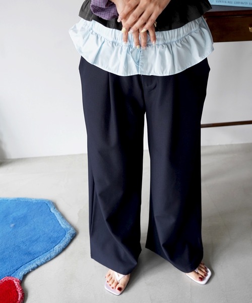 SANSeLF(サンセルフ)の「【SANSeLF】フリルレイヤードワイドスラックス saw26s091(その他パンツ・レディース・ネイビー/グレー・FREE)」の9枚目の写真