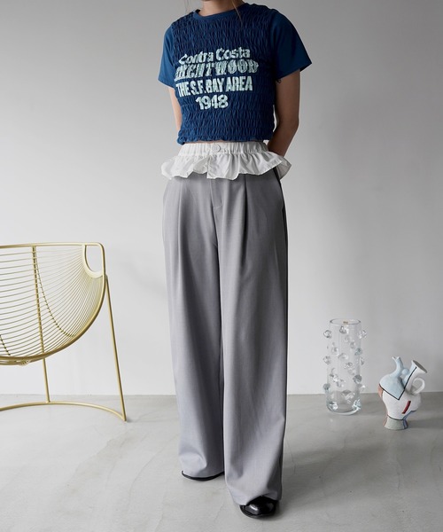 SANSeLF(サンセルフ)の「【SANSeLF】フリルレイヤードワイドスラックス saw26s091(その他パンツ・レディース・ネイビー/グレー・FREE)」の11枚目の写真