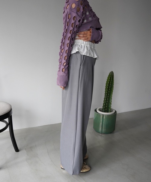SANSeLF(サンセルフ)の「【SANSeLF】フリルレイヤードワイドスラックス saw26s091(その他パンツ・レディース・ネイビー/グレー・FREE)」の21枚目の写真