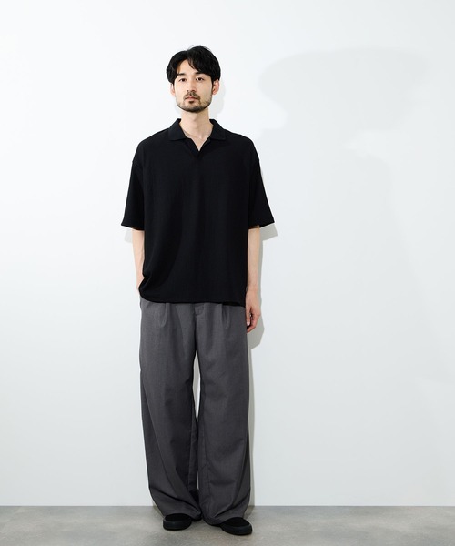 URBAN COLLECTION(アーバンコレクション)の「URBAN COLLECTION 楊柳スキッパーポロシャツ(ポロシャツ・メンズ・オフホワイト/ベージュ/ブラック・S/M/L/XL)」の14枚目の写真