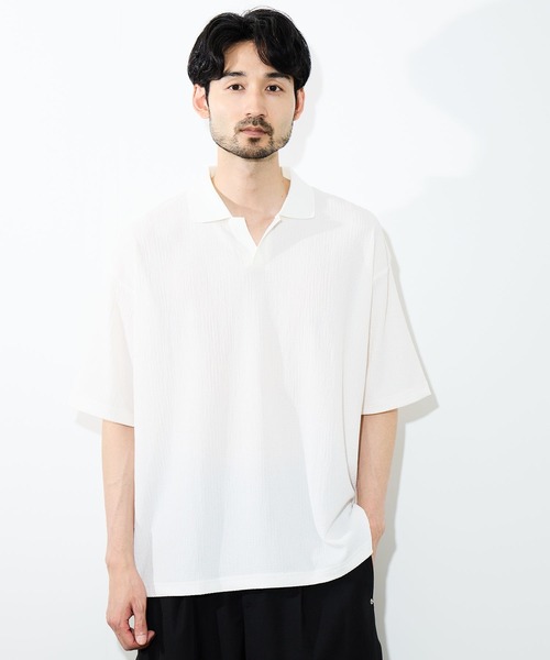 URBAN COLLECTION(アーバンコレクション)の「URBAN COLLECTION 楊柳スキッパーポロシャツ(ポロシャツ・メンズ・オフホワイト/ベージュ/ブラック・S/M/L/XL)」の15枚目の写真