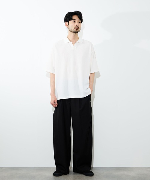 URBAN COLLECTION(アーバンコレクション)の「URBAN COLLECTION 楊柳スキッパーポロシャツ(ポロシャツ・メンズ・オフホワイト/ベージュ/ブラック・S/M/L/XL)」の16枚目の写真