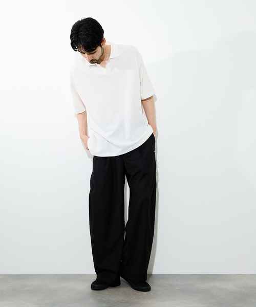 URBAN COLLECTION(アーバンコレクション)の「URBAN COLLECTION 楊柳スキッパーポロシャツ(ポロシャツ・メンズ・オフホワイト/ベージュ/ブラック・S/M/L/XL)」の17枚目の写真