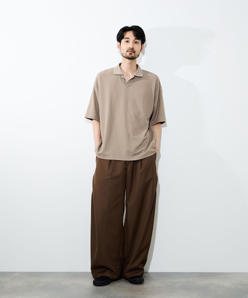 URBAN COLLECTION(アーバンコレクション)の「URBAN COLLECTION 楊柳スキッパーポロシャツ(ポロシャツ・メンズ・オフホワイト/ベージュ/ブラック・S/M/L/XL)」の19枚目の写真