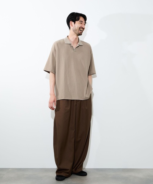 URBAN COLLECTION(アーバンコレクション)の「URBAN COLLECTION 楊柳スキッパーポロシャツ(ポロシャツ・メンズ・オフホワイト/ベージュ/ブラック・S/M/L/XL)」の20枚目の写真
