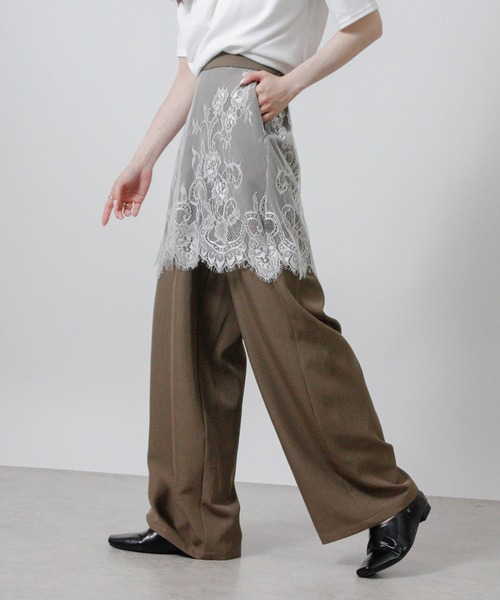 Social GIRL(ソーシャルガール)の「レーススカートドッキングワイドパンツ(その他パンツ・レディース・ライトベージュ/オリーブ/ブラック・M)」の8枚目の写真
