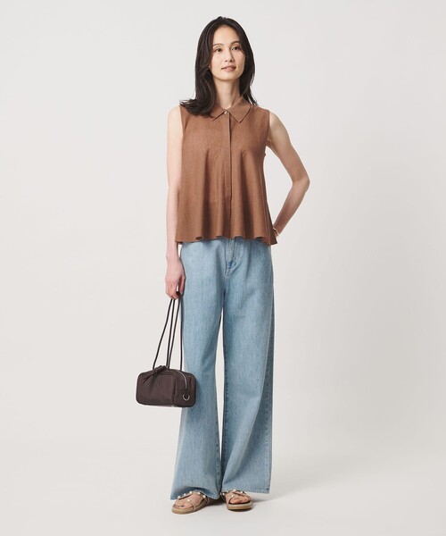 UNITED ARROWS(ユナイテッドアローズ)の「ペプラム フレア ノースリーブ ニット ‐ウォッシャブル‐(ニット/セーター・レディース・ブラウン系/ダークグレー/レッド・FREE)」の7枚目の写真