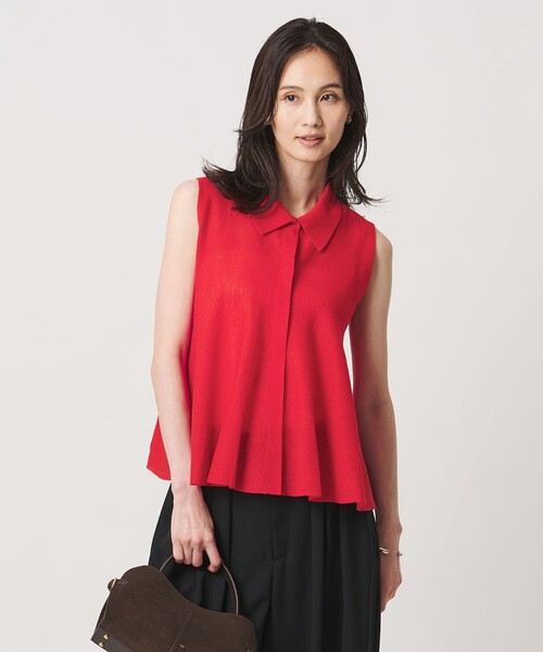 UNITED ARROWS(ユナイテッドアローズ)の「ペプラム フレア ノースリーブ ニット ‐ウォッシャブル‐(ニット/セーター・レディース・ブラウン系/ダークグレー/レッド・FREE)」の8枚目の写真