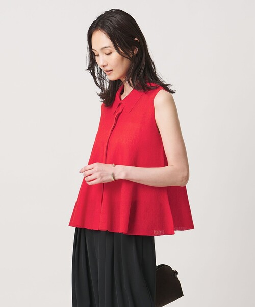 UNITED ARROWS(ユナイテッドアローズ)の「ペプラム フレア ノースリーブ ニット ‐ウォッシャブル‐(ニット/セーター・レディース・ブラウン系/ダークグレー/レッド・FREE)」の9枚目の写真