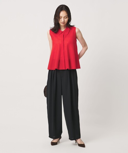 UNITED ARROWS(ユナイテッドアローズ)の「ペプラム フレア ノースリーブ ニット ‐ウォッシャブル‐(ニット/セーター・レディース・ブラウン系/ダークグレー/レッド・FREE)」の10枚目の写真