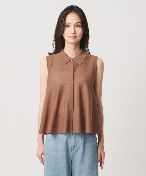 UNITED ARROWS(ユナイテッドアローズ)の「ペプラム フレア ノースリーブ ニット ‐ウォッシャブル‐(ニット/セーター・レディース・ブラウン系/ダークグレー/レッド・FREE)」の11枚目の写真