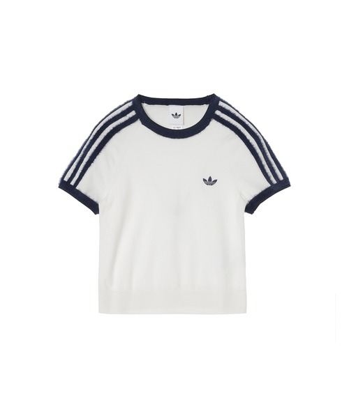 adidas(アディダス)の「KNITTED TEE KS9952(Tシャツ/カットソー・レディース・ホワイト・SMALL/MEDIUM/LARGE/X-SMALL)」の1枚目の写真