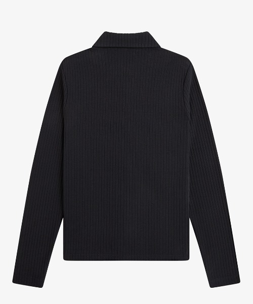 FRED PERRY(フレッドペリー)の「Wide Rib Button-Through Polo Shirt/ワイドリブボタンスルーポロシャツ(ポロシャツ・レディース・ベージュ/ブラック・10/8)」の8枚目の写真