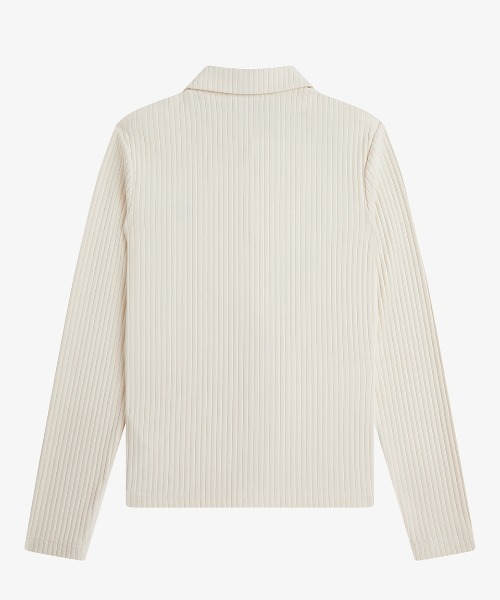 FRED PERRY(フレッドペリー)の「Wide Rib Button-Through Polo Shirt/ワイドリブボタンスルーポロシャツ(ポロシャツ・レディース・ベージュ/ブラック・10/8)」の14枚目の写真
