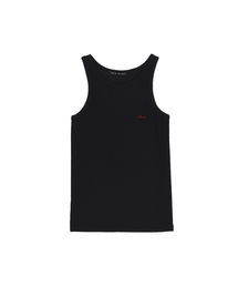 RIB EMBROIDERY SLEEVELESS TOP_BLACK