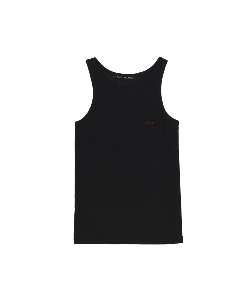 NICK&NICOLE(ニックアンドニコール)の「RIB EMBROIDERY SLEEVELESS TOP_BLACK(Tシャツ/カットソー・レディース・その他・FREE)」の1枚目の写真
