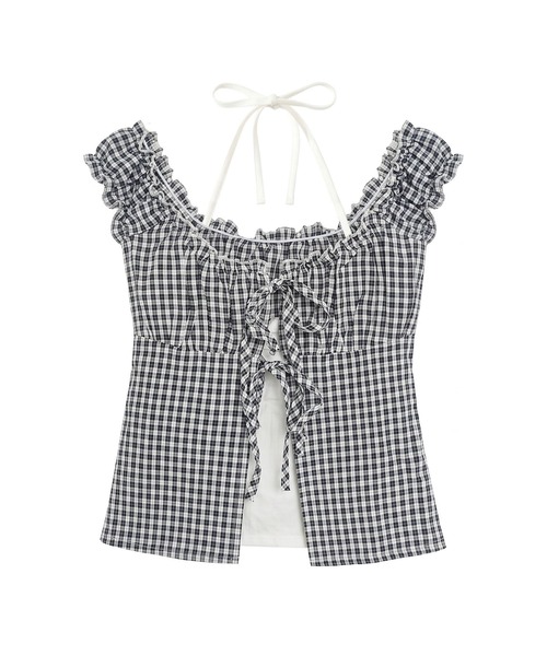 HOOK(フック)の「HOOK for girls ギンガムチェックレイヤード風オープンショルダートップス (SS)(その他トップス・レディース・ブルー/パープル/ブラック・FREE)」の22枚目の写真