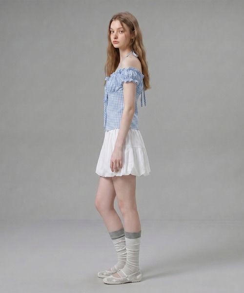 HOOK(フック)の「HOOK for girls ギンガムチェックレイヤード風オープンショルダートップス (SS)(その他トップス・レディース・ブルー/パープル/ブラック・FREE)」の21枚目の写真