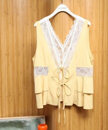 Firsthand/ファーストハンド 切り替えレース ヴィンテージサテンリボンベスト【限定展開】