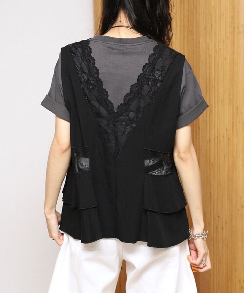 Firsthand（ファーストハンド）の「Firsthand/ファーストハンド 切り替えレース ヴィンテージサテンリボンベスト【限定展開】（ベスト・レディース・レモンイエロー/サックスブルー/ブラック・FREE）」の7枚目の写真
