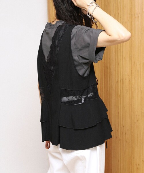 Firsthand（ファーストハンド）の「Firsthand/ファーストハンド 切り替えレース ヴィンテージサテンリボンベスト【限定展開】（ベスト・レディース・レモンイエロー/サックスブルー/ブラック・FREE）」の8枚目の写真