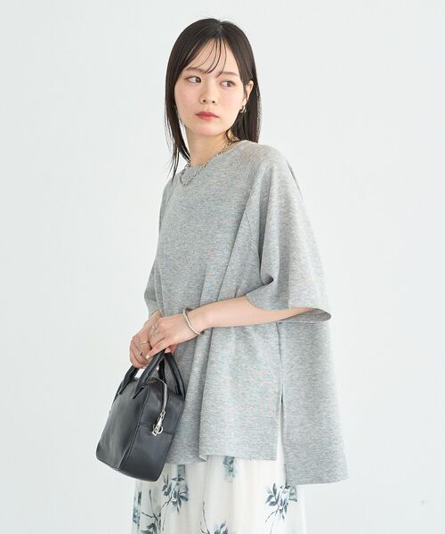 earth music&ecology(アースミュージックアンドエコロジー)の「シアーダンボールプルオーバー(Tシャツ/カットソー・レディース・ブラック/ホワイト系その他/杢グレー・FREE)」の6枚目の写真