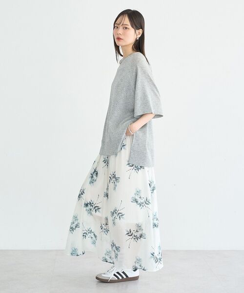 earth music&ecology(アースミュージックアンドエコロジー)の「シアーダンボールプルオーバー(Tシャツ/カットソー・レディース・ブラック/ホワイト系その他/杢グレー・FREE)」の9枚目の写真
