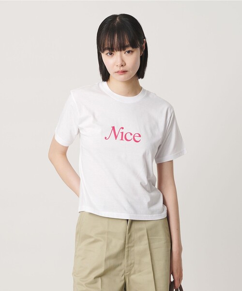 NICE WEATHER(ナイスウェザー)の「<NICE WEATHER>ウィメンズ NICE ロゴ Tシャツ(Tシャツ/カットソー・レディース・ホワイト/レッド/ライム/ライラック・S/M)」の2枚目の写真