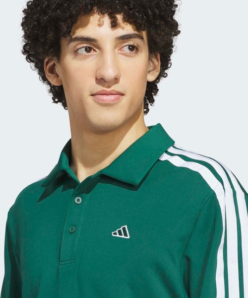 adidas（アディダス）の「スリーストライプス 長袖シャツ【adidas Golf/アディダスゴルフ】（ポロシャツ・メンズ・グリーン・XX-LARGE/LARGE/MEDIUM/SMALL/X-LARGE）」の3枚目の写真