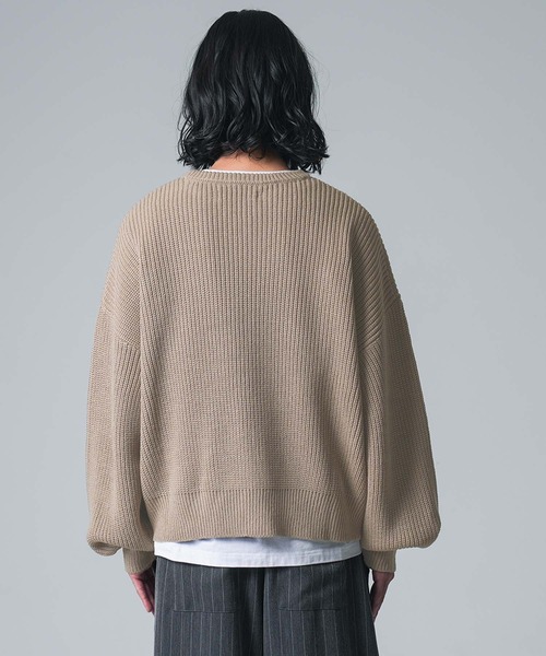 MDR(エムディアール)の「ショート丈畔編みワイドシルエットニット(ニット/セーター・メンズ・ブラック/グレイッシュベージュ・L/M)」の16枚目の写真
