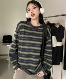ボーダーオーバーサイズロン Tシャツ