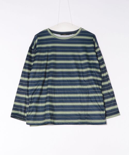 Ritzy（リッツィー）の「ボーダーオーバーサイズロン Tシャツ（Tシャツ/カットソー・レディース・グリーン系その他/レッド系/ブラック×ベージュ・L/M）」の18枚目の写真