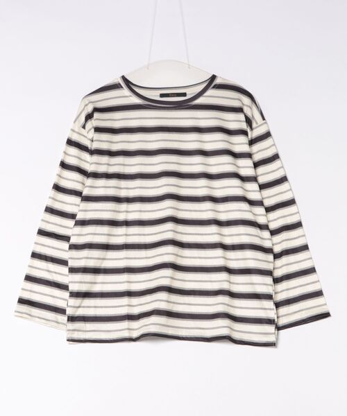 Ritzy（リッツィー）の「ボーダーオーバーサイズロン Tシャツ（Tシャツ/カットソー・レディース・グリーン系その他/レッド系/ブラック×ベージュ・L/M）」の20枚目の写真