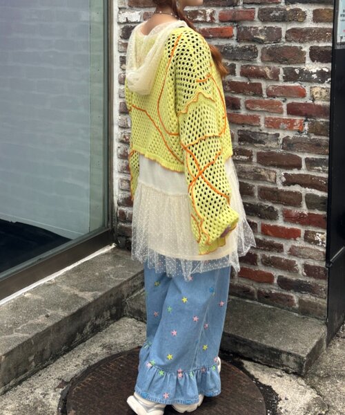 HELLO.SANFRANCISCO(ハローサンフランシスコ)の「【HELLO.SANFRANCISCO】うねうねメッシュリボンカーディガン(カーディガン/ボレロ・レディース・ブルー/オレンジ/イエロー・ONE SIZE)」の17枚目の写真