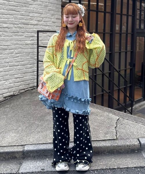 HELLO.SANFRANCISCO(ハローサンフランシスコ)の「【HELLO.SANFRANCISCO】うねうねメッシュリボンカーディガン(カーディガン/ボレロ・レディース・ブルー/オレンジ/イエロー・ONE SIZE)」の20枚目の写真