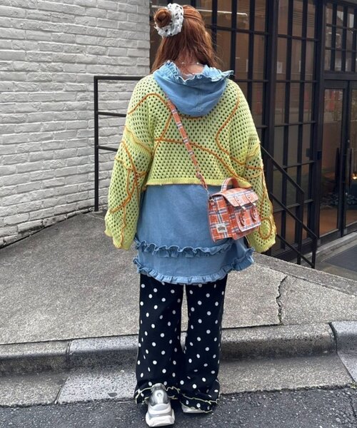 HELLO.SANFRANCISCO(ハローサンフランシスコ)の「【HELLO.SANFRANCISCO】うねうねメッシュリボンカーディガン(カーディガン/ボレロ・レディース・ブルー/オレンジ/イエロー・ONE SIZE)」の21枚目の写真