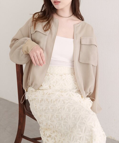 natural couture(ナチュラルクチュール)の「お上品メッシュブルゾン(ブルゾン・レディース・ブラウン/ベージュ/ブラック・FREE)」の3枚目の写真