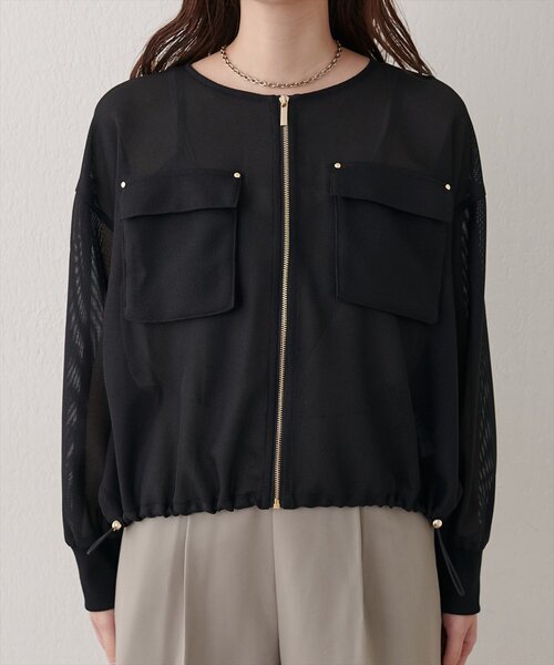 natural couture(ナチュラルクチュール)の「お上品メッシュブルゾン(ブルゾン・レディース・ブラウン/ベージュ/ブラック・FREE)」の8枚目の写真