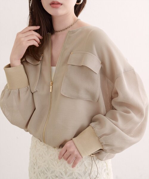 natural couture(ナチュラルクチュール)の「お上品メッシュブルゾン(ブルゾン・レディース・ブラウン/ベージュ/ブラック・FREE)」の18枚目の写真