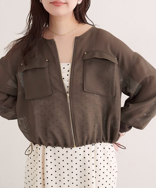 natural couture(ナチュラルクチュール)の「お上品メッシュブルゾン(ブルゾン・レディース・ブラウン/ベージュ/ブラック・FREE)」の22枚目の写真