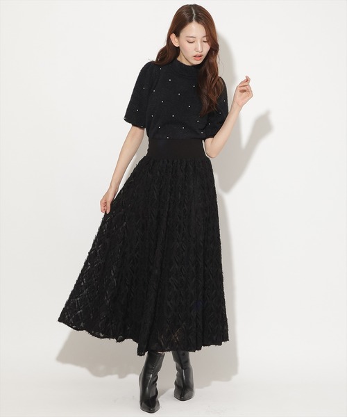 AND COUTURE(アンドクチュール)の「シアーダイヤ柄ロングスカート(スカート・レディース・ピンク/オフホワイト/ブラック・FREE)」の17枚目の写真