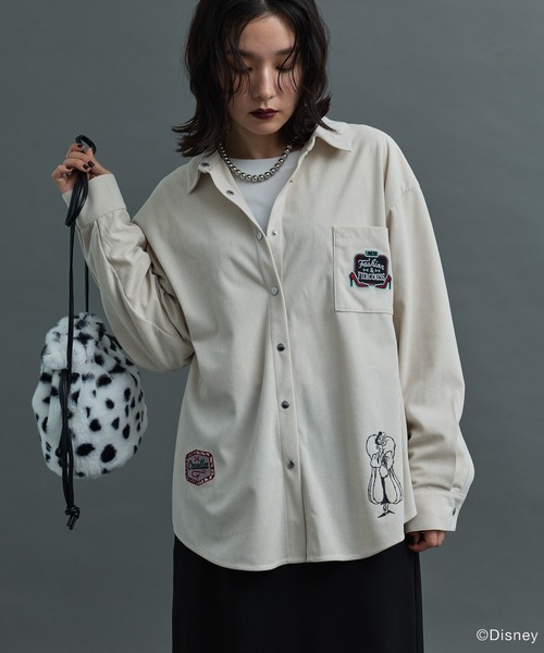 Green　Parks（グリーンパークス）の「ヴィランズ/コーデュロイシャツ（シャツ/ブラウス・レディース・アイボリー/チャコールグレー・FREE）」の10枚目の写真
