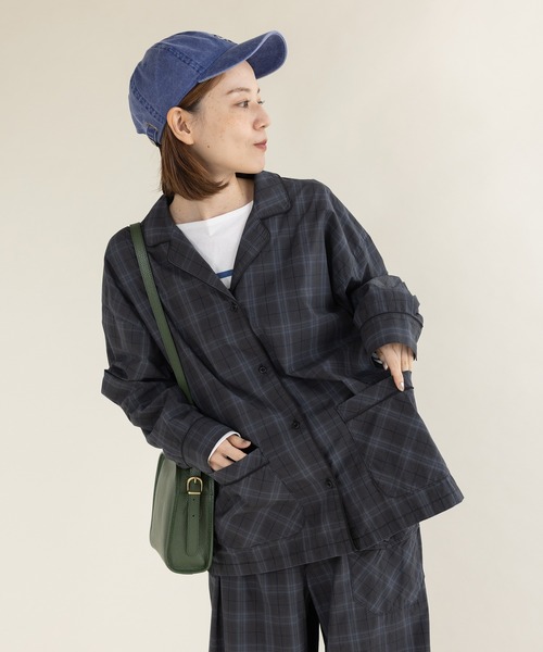 PAR ICI(パーリッシィ)の「コットンチェック パジャマシャツ(セットアップ対応)(シャツ/ブラウス・レディース・チャコールグレー・FREE)」の13枚目の写真