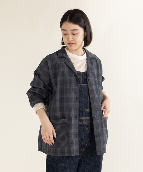 PAR ICI(パーリッシィ)の「コットンチェック パジャマシャツ(セットアップ対応)(シャツ/ブラウス・レディース・チャコールグレー・FREE)」の2枚目の写真