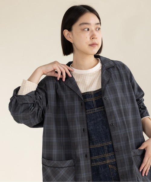 PAR ICI(パーリッシィ)の「コットンチェック パジャマシャツ(セットアップ対応)(シャツ/ブラウス・レディース・チャコールグレー・FREE)」の3枚目の写真